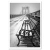 Snow on Bench Brooklyn Bridge Black and White MP1151 New York City Art Print from NY Poster