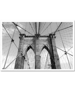 Brooklyn Bridge Ropes Horizontal Black and White MP-1129 New York City Art Print from NY Poster