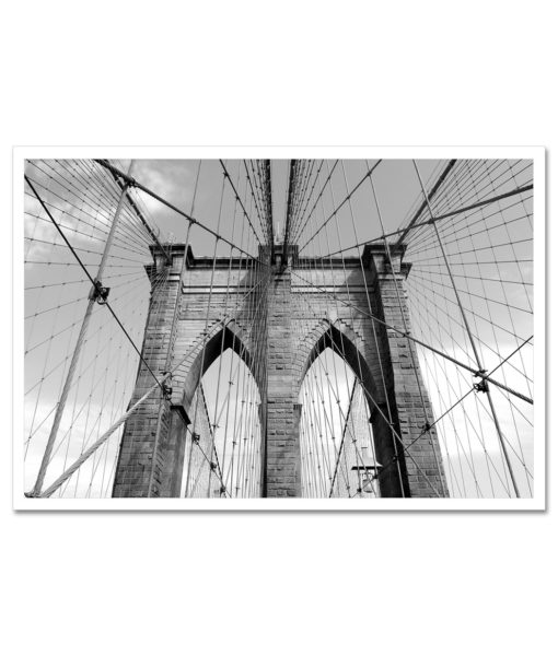 Brooklyn Bridge Ropes Horizontal Black and White MP-1129 New York City Art Print from NY Poster
