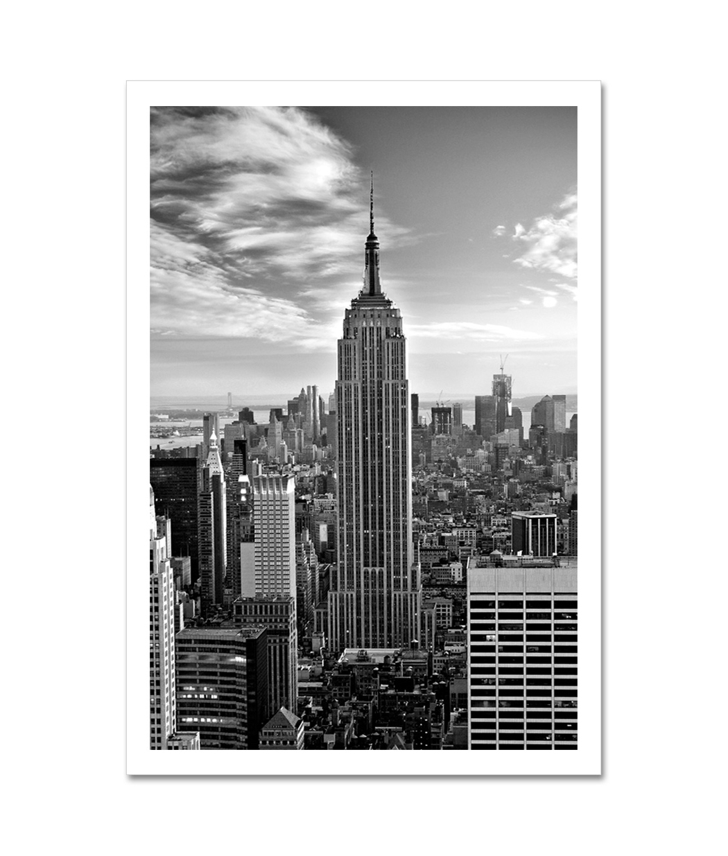 Quadro 35x100 Preto E Branco Empire State Building U.s.a em