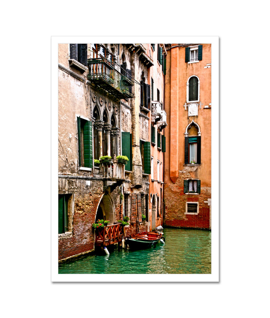 Boat by Private Pier, Venice Italy – Art Photo Print Poster – NY Poster Inc