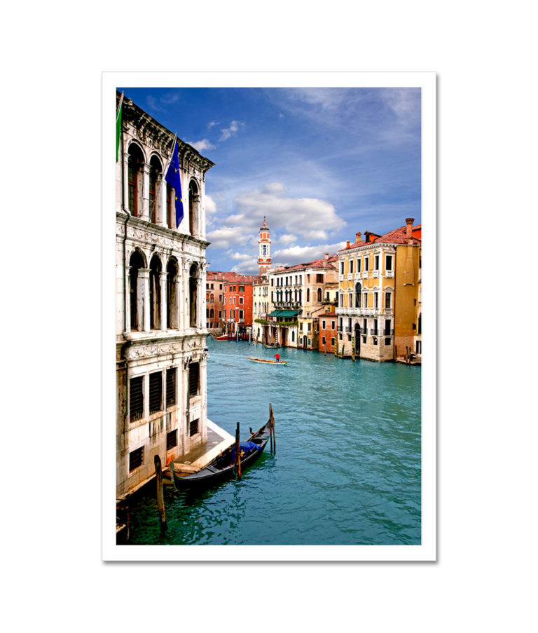 Flags on Building by Canal Venice Italy Art Photo Print