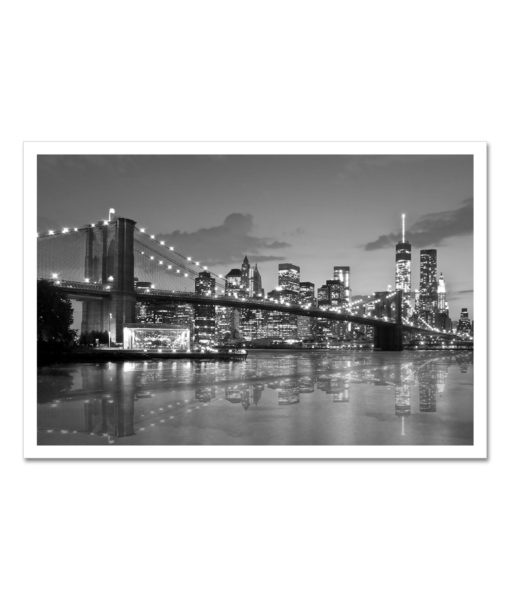 Brooklyn Bridge Night Reflection MP1173 New York City Art Print from NY Poster